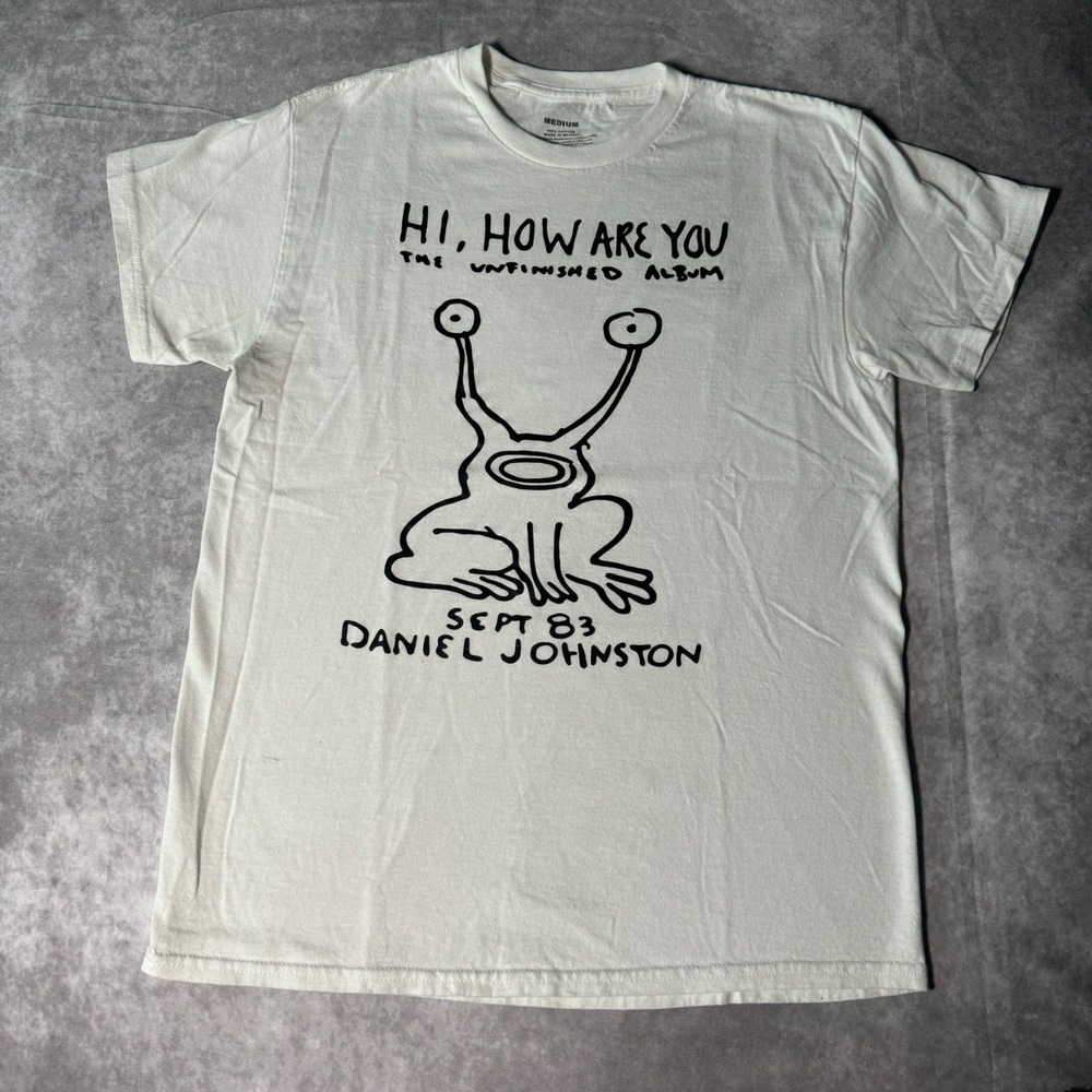 Daniel Johnston Hi How Are You Unfinished Album White Graphic T-Shirt Medium